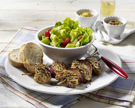 Brochettes de filets en sauce de Dijon